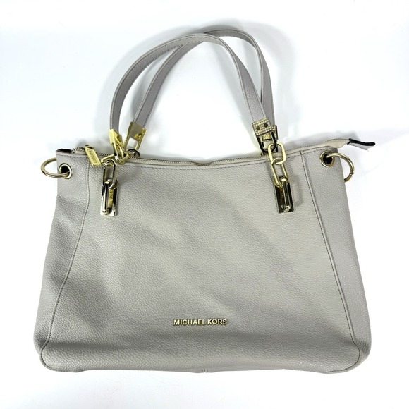 Michael Kors Grey Pebbled Leather Brooke Large Shoulder Bag With Change Purse - Picture 1 of 16